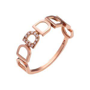 [모아르]18K 금 반지 우정 링 D 패턴 체인 큐빅