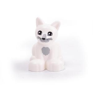 레고 듀플로 호환 피규어 동물 - 06. 고양이 (흰색)
