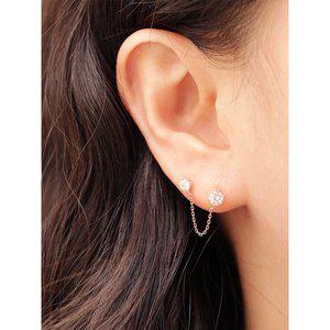 [미니멀피어싱]14K 더블 라운드 큐빅 체인 피어싱 귀걸이