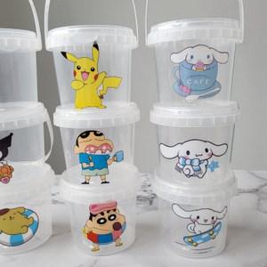 캐릭터 셀프 구디백 간식포장 투명 바스켓 원형통