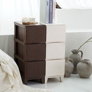 [보노하우스] 가든 라탄 서랍장 슬림형 3단 플라스틱 수납장