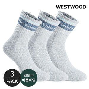 [웨스트우드] 여성 쿠션 탑링글 컬러배색 등산 중장목양말 3P_LG..