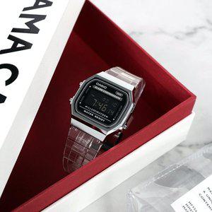 [카시오] 투명 방수 크롬블랙 시그니처 전자손목시계