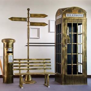 대형 인테리어 공중전화 부스 5종 세트  골드