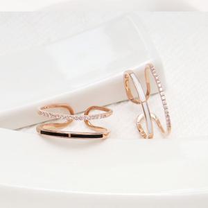 [라울스톤] 더블라인 14KGP 로즈골드 에폭시 링 큐빅 패션 프리사이즈 반지