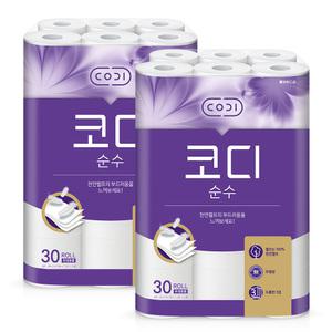코디 천연펄프 3겹 순수, 30m, 30롤, 2개