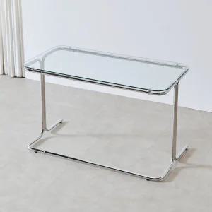 투명 강화유리 책상 미드센츄리 테이블 홈 오피스 데스크 컴퓨터 서재 철재 프레임 1200
