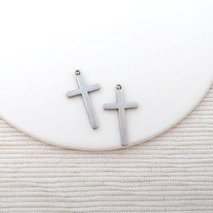 비즈아이 [8-081-08]써지컬스틸 펜던트 십자가 대12x22mm ,1개