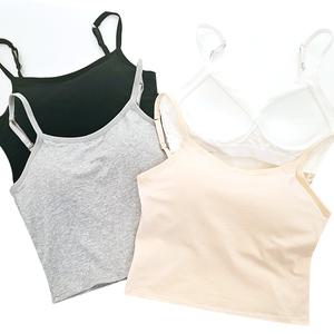캡내장 순면 크롭탑 여성 브라탑 끈조절 캡나시 빅사이즈추가 4컬러