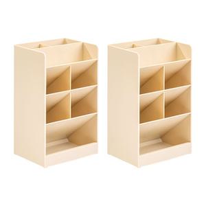 델리 사선 멀티 8칸 연필꽂이 펜꽂이 다용도 보관함, 아이보리, 2개