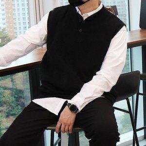 [우기브로]WUN 남자 빅사이즈 투버튼 베스트 니트 조끼