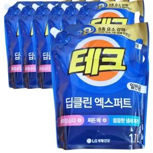 LG 테크 딥클린 엑스퍼트 1.7L x6개 세탁 빨래 세탁 액체세제 베이킹소다 찌든때 냄새제거