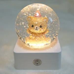 mcuru 터치 충전식 오르골 LED 스노우볼 뮤직박스 원형볼