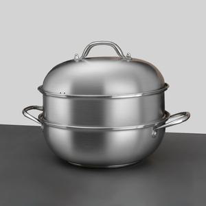 3중바닥 스텐 2단 찜기 / 인덕션겸용 찜냄비 돔뚜껑 샤틴 전골냄비