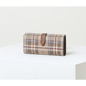 [헤지스](대구신세계)베이지 체크 가죽 장지갑 HIWA5E331I3