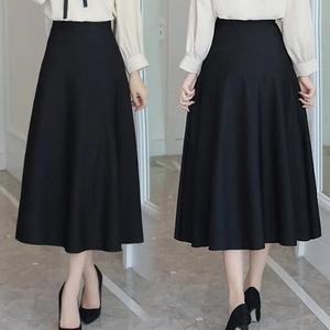 A라인 올블랙 하이웨스트 하객 출근 정장 롱스커트