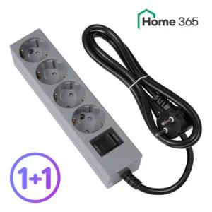 [홈365] 국산 과부하차단 멀티탭 4구 1.5m 2개 그레이 블랙