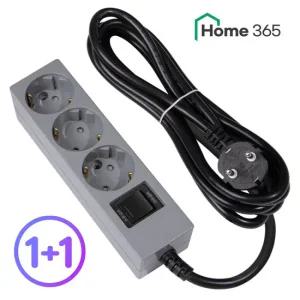 [홈365] 국산 과부하차단 멀티탭 3구 3m 2개 그레이 블랙