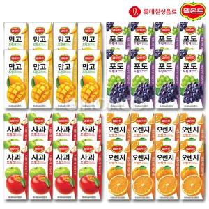 롯데 델몬트 드링크 190ml 4종 32개 망고 오렌지 포도 사과 과즙 주스 팩음료