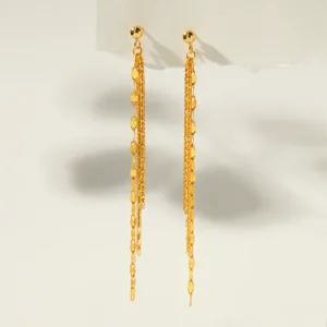 [골드팡] 24k 순금 드레시태슬 롱귀걸이