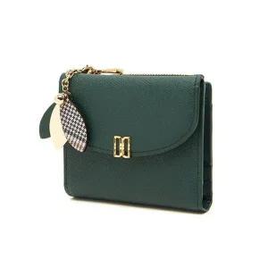 [닥스](강남점)DCWA4F307E2[MISTY FLOWER]그린 가죽 체크 플라워 장식 반지갑
