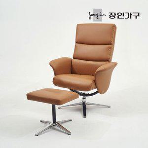 장인가구 아이리스 1인 리클라이너 가죽 소파 의자 +스툴