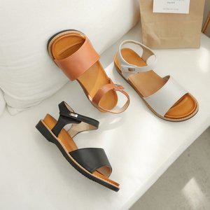 [비비오]발편한 여성 빅사이즈 통굽샌들 키높이 벨크로샌들