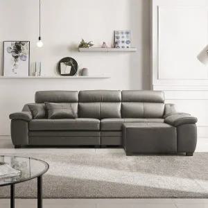 [신세계라이브쇼핑][동서가구] 엘빈 천연가죽 4인용 소파+카우치스툴 DF909044