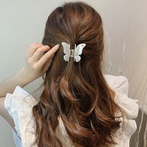 프랑스 마블 나비 집게핀 헤어집게 올림머리 반머리 반묶음 머리핀
