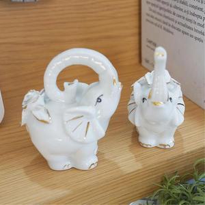 [마이모노샵] 집들이 가족 풍수 화이트 큐빅 골드 도자기 코끼리 장식품