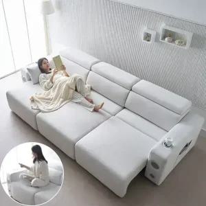 에보니아 알렉스 모션 슬라이딩 리클라이너 쇼파 4인용 아쿠아스웨이드텍스