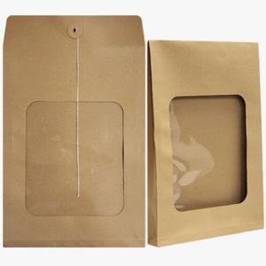 A4 끈조임 선물포장 봉투 투명창 크라프트지 종이백 빈티지