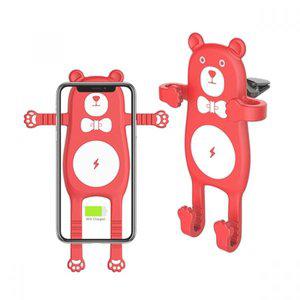 [제이큐]블랙라이거 아기곰돌이 고속무선충전 거치대 레드