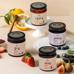 곡물당으로 만든 과일잼 220g x 4개(딸기,블루베리,유자,무화과)
