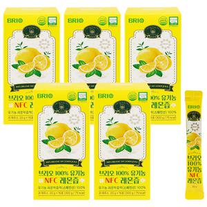 브리오 100% 유기농 NFC 레몬즙 15포 x 5박스 / 스페인산 레몬 원액 과즙 레몬수 주스 스틱