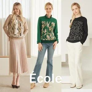 [에꼴드파리] 플리츠 블라우스 3종+스카프