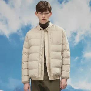 스케쳐스 남성 헝가리 허그다운 + 머플러세트(베이지)