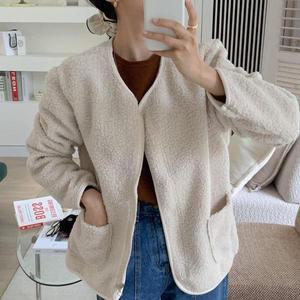 [옷자락]여자 뽀글이 양털자켓 얼리윈터 포켓 언발 집업 자켓