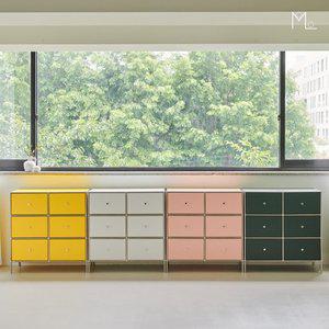 [몰로][모로] 파오 800 미드센츄리 모듈 포인트 수납장 서랍장 3단 6칸 아이언 프레임 6서랍