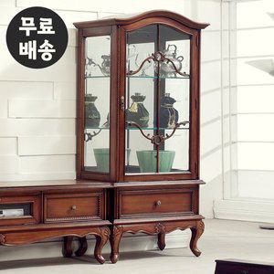 [벤티스가구]벨르 엔틱 장식장 원목 진열장 유리 장식장 거실 인테리어 술 양주 위스키 가구(650)