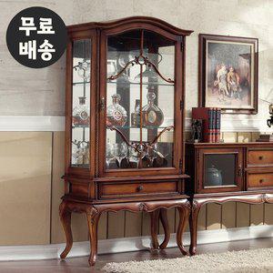 [벤티스가구]벨르 엔틱 장식장 원목 진열장 유리 장식장 양주장 술장 유리장 거실 가구 3단(700)