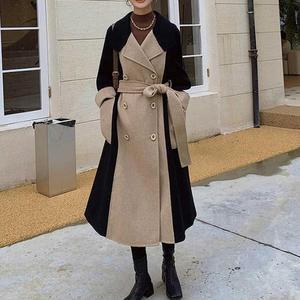 [KGPQTN3X_4A]배색디자인 가벼운 모직코트 패셔너블