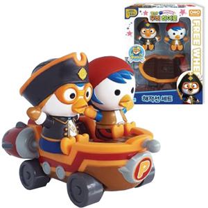 뽀롱뽀롱 뽀로로 무비히어로 선장뽀로로 해적선 세트 패티 자동차 장난감 PVC 재질 소프트 완구