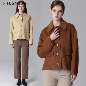 [쉬즈미스(SHESMISS)] 울 골드 버튼 카라 크롭 자켓 (택가격:398000원)