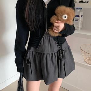 [옷자락]여자 겨울 벌룬 리본 디테일 캉캉 플레어 미니스커트