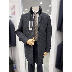 [트루젠]남자 겨울 구스다운 거위털 등판 충전 따뜻한 울 혼방 체스터 싱글 하프 반코트 2컬러_JK