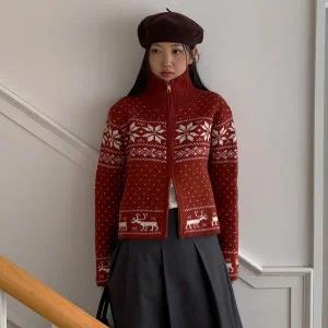 [하프클럽/]여자 폴라넥 로맨틱 노르딕 2WAY FW 가디건