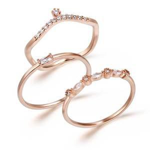 [엘르주얼리] 14K GP 데일리 큐빅 레이어드 반지 ELBRWR143