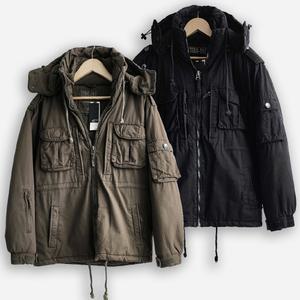 리얼타임 멀티포켓 밀리터리 후드 야상 패딩점퍼/ 남자 빅사이즈 자켓 남성 군용 면 작업복 단체 아웃도어 등산 캠핑 봄버 깔깔이 4XL 후드찰부착 겨울