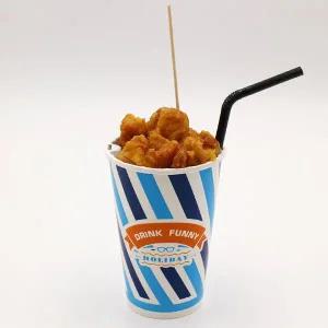 [이룸팩]16온스 음료컵+콜팝속컵+꼬지+주름 검정 개별포장 빨대 100개 세트 콜팝용기 콜팝컵